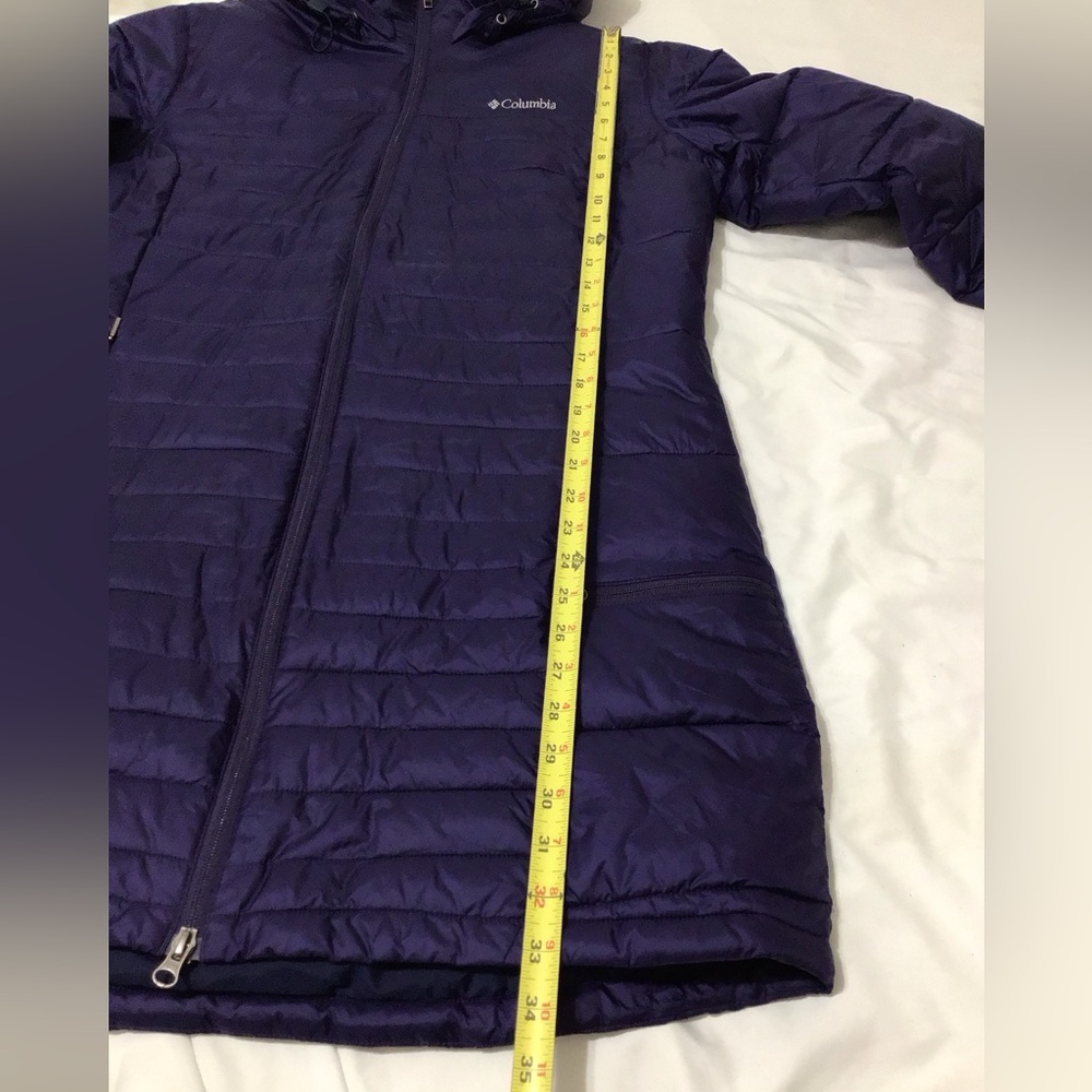 Columbia Purple Hooded Puffer Long Jacket Multi Zipper Details Size XL - Picture 13 of 16